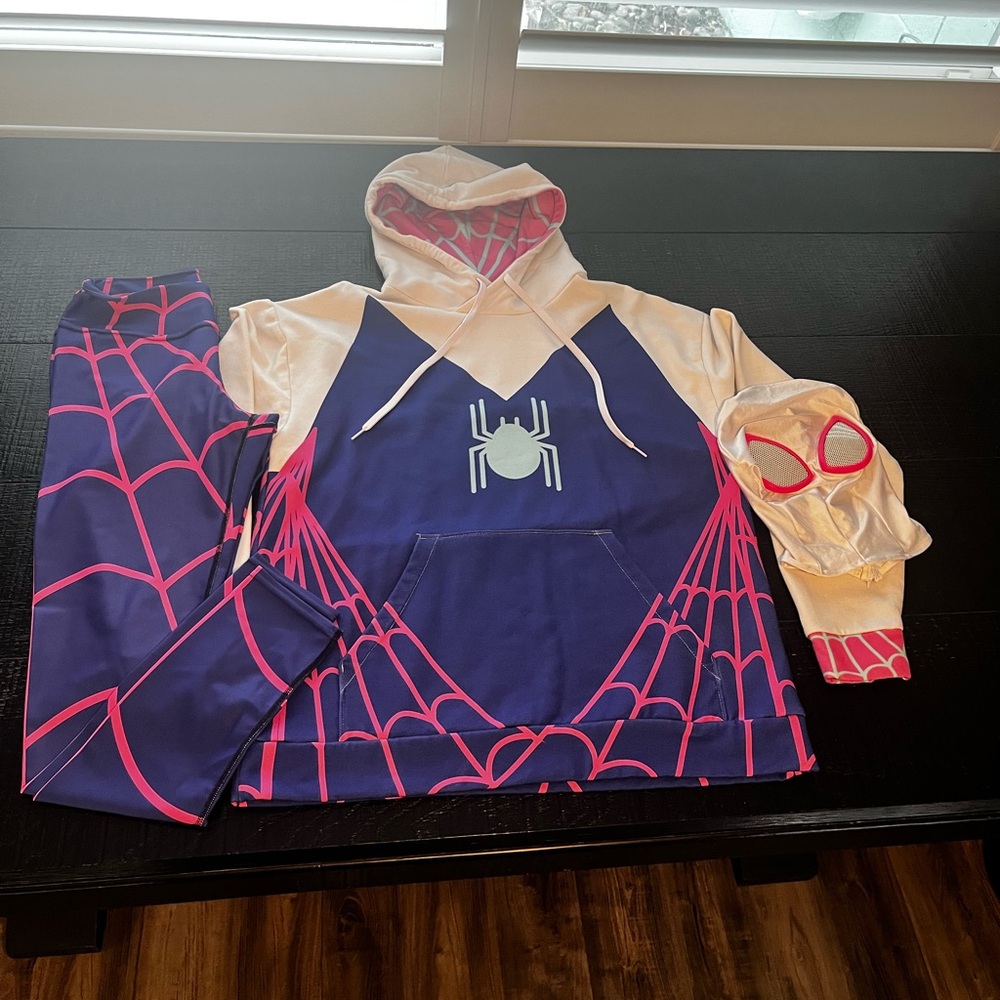 Women's Blue and Pink Spider Hoodie
